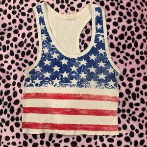 American Flag Print Crop Tank Top